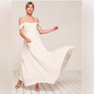 Reformation Ivory Off-Shoulder Maxi Dress